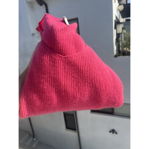 SUNDANCE pink v-neck ribbed cashmere sweater M boho preppy coquette - Picture 2 of 8